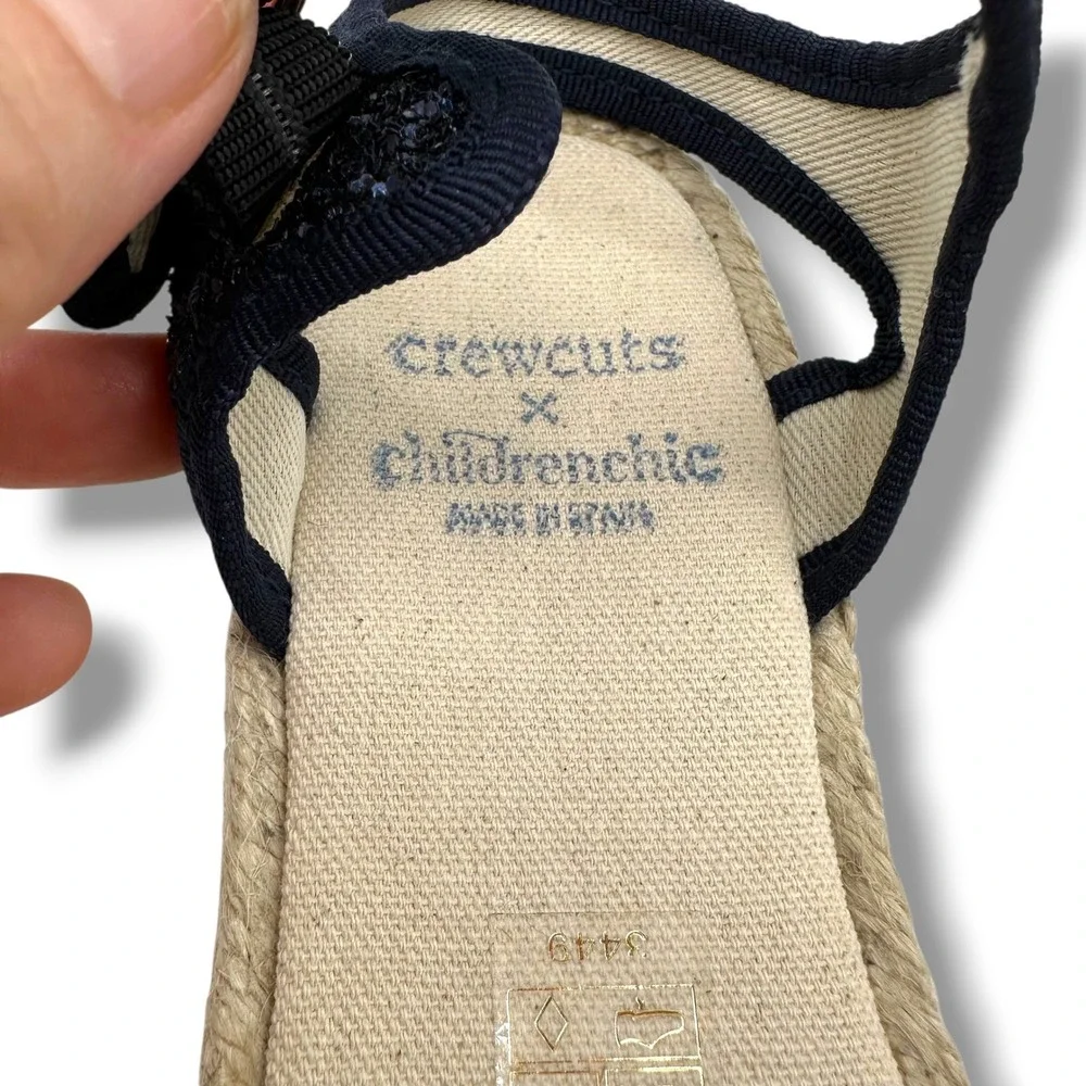 Crewcuts x Childrenchic Navy Glitter Espadrille Sandals Made in Spain Size 34